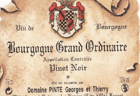 Etiquette Bourgogne Grand Ordinaire PNG